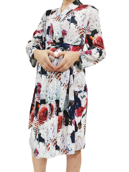 SUFEINI Maternity Robe and Matching Baby Swaddle Blanket Set, Mommy Robe with Receiving Blanket Girls Boys Sleepwear