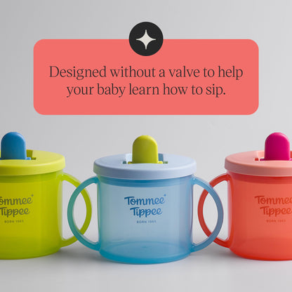 Tommee Tippee Transition Baby Sippy Cup With Spout, Ages 4 Months and Up, 5 oz, Leak-Proof Silicone Spout, Easy Grip Handles, Pink, Pack of 2