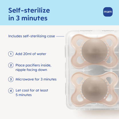 MAM Original Baby Pacifiers 0-6 Months, Binky for Newborn Babies, BPA-Free Skin Soft Silicone Nipple, Glows in The Dark, Developed with Medical Experts, 4 Count, Made in Europe
