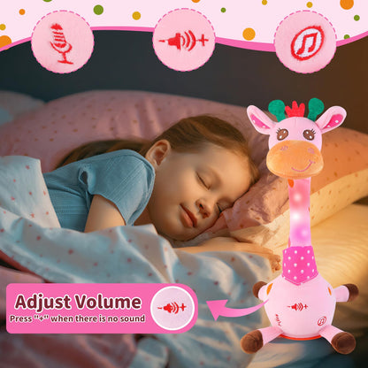 Emoin Dancing Talking Giraffe Baby Toy, Adjustable Volume Baby Giraffe Toys Singing 10 Children's Songs Singing Mimicking Recording Repeating What You Say for Toddlers