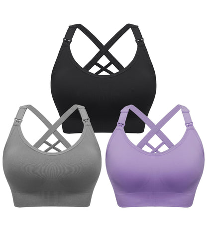 Angelhood Nursing Bras for Breastfeeding, Seamless Nursing Sports Bra Support Yoga Maternity Bras Pregnancy Sleep Bralette