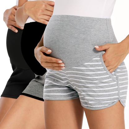 fitglam Women's Maternity Shorts Over Belly Pregnancy Lounge Workout Running Pajama Sleep Shorts with Pockets