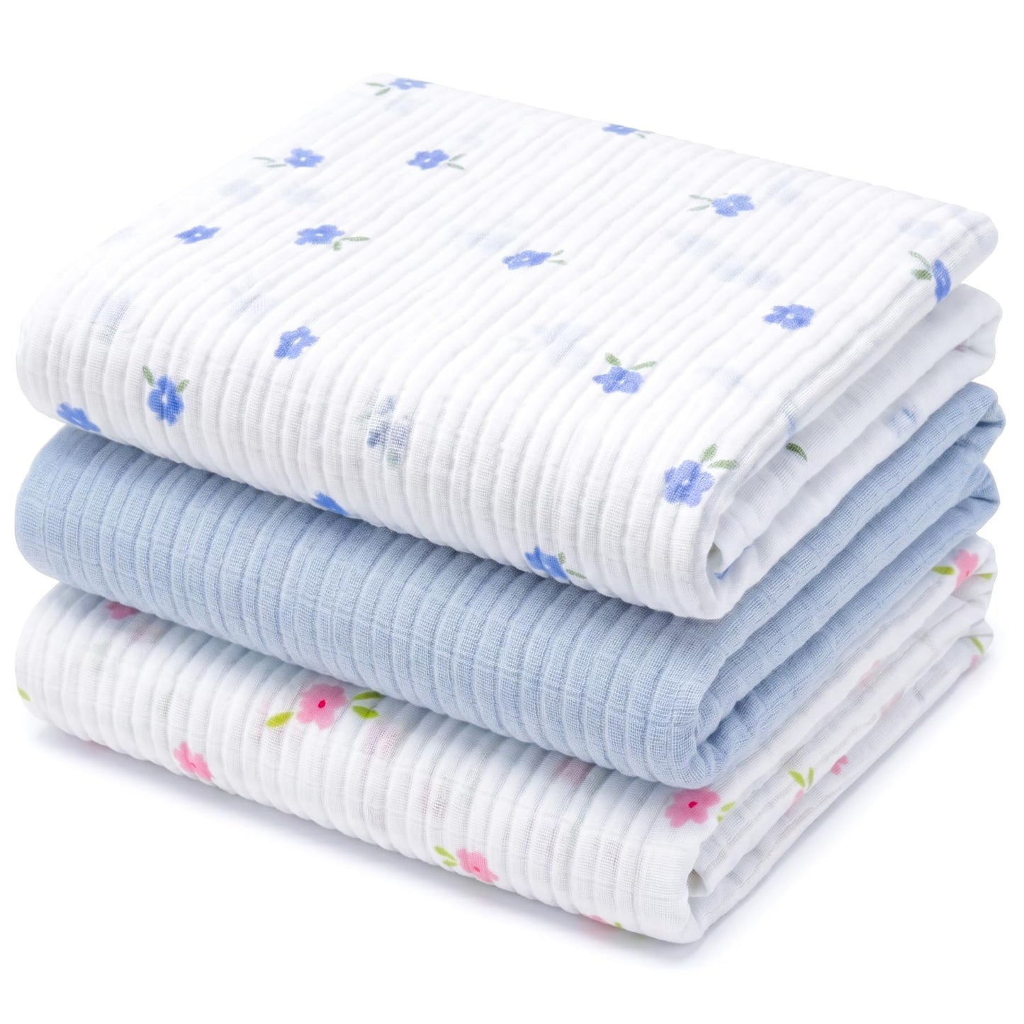 Muslin Swaddle Blankets for Newborns, 3 Pack Multipurpose 100% Organic Cotton, Ultra Soft Breathable Receiving Blanket 47 x 47 inches, Swaddle Wrap for Baby Boys & Girls