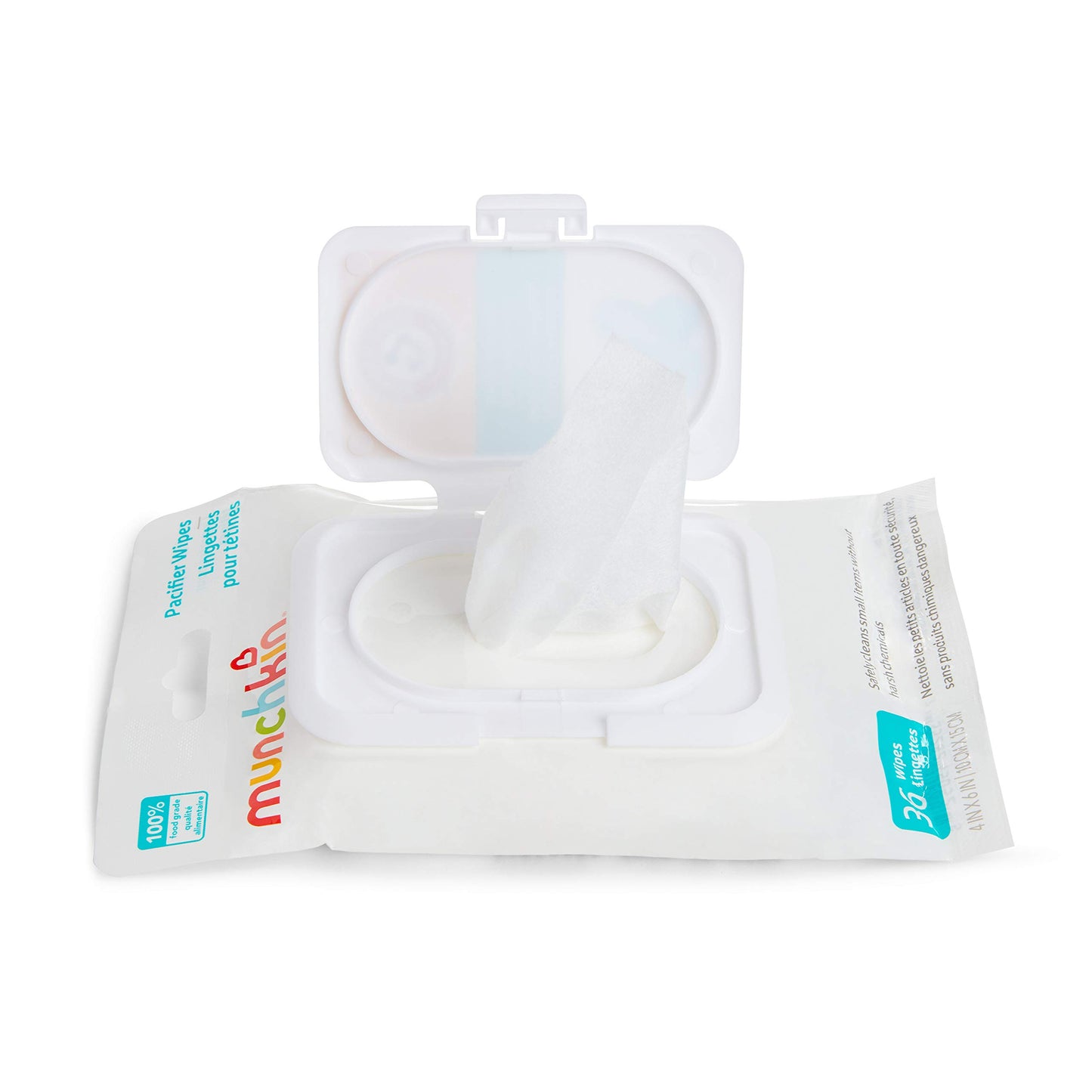 Munchkin Arm & Hammer Pacifier Wipes - Safely Cleans Breast Pump Parts and Feeding Essentials for Baby and Toddler, 1 Pack, 36 Wipes
