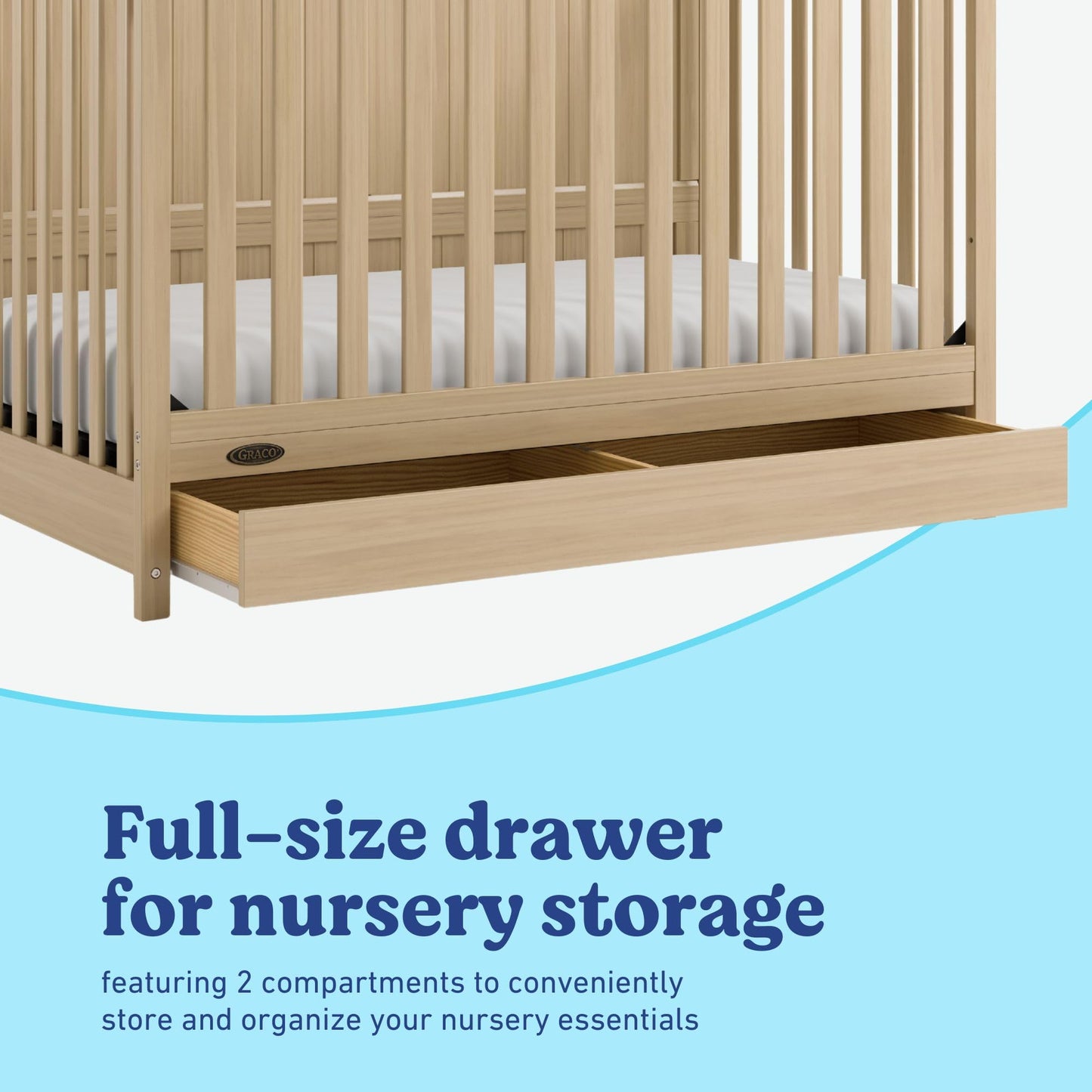 Graco Hadley 5-in-1 Convertible Crib & Changer – GREENGUARD Gold Certified, Fits Standard Crib Mattress, Converts to Toddler Bed and Full Bed, 4 Adjustable Mattress Heights (Pebble Gray)