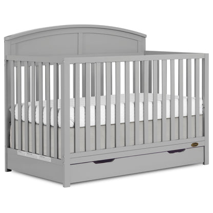 Dream On Me Storybrooke 5-in-1 Convertible Full-Size Crib with Under Drawer, White, GreenGuard Gold & JPMA, Convert to Toddler, Day & Full-Size Bed, 3 Mattress Heights, Sustainable Pinewood
