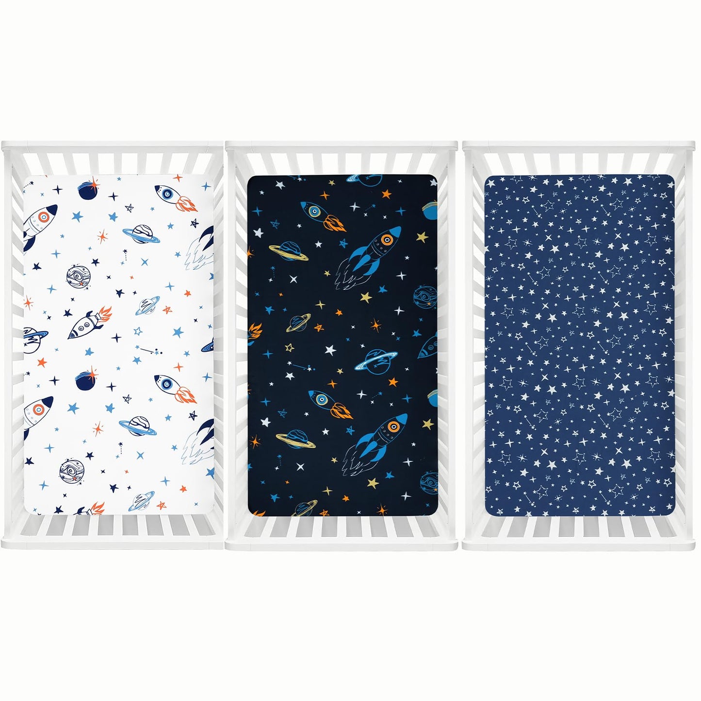 david's kids 3 Pack Fitted Crib Sheets, Ultra Soft Breathable Comfortable Baby Sheet Set for Boys Girls Neutral, 28x52 Inch Fits Standard Crib and Toddler Mattresses, Dinosaur
