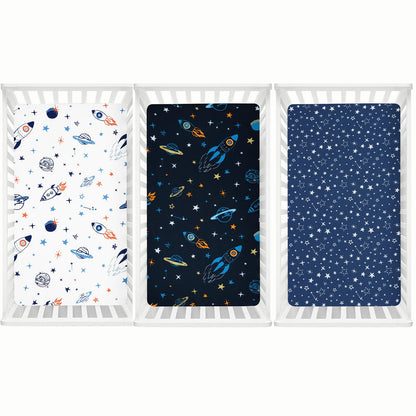 david's kids 3 Pack Fitted Crib Sheets, Ultra Soft Breathable Comfortable Baby Sheet Set for Boys Girls Neutral, 28x52 Inch Fits Standard Crib and Toddler Mattresses, Dinosaur