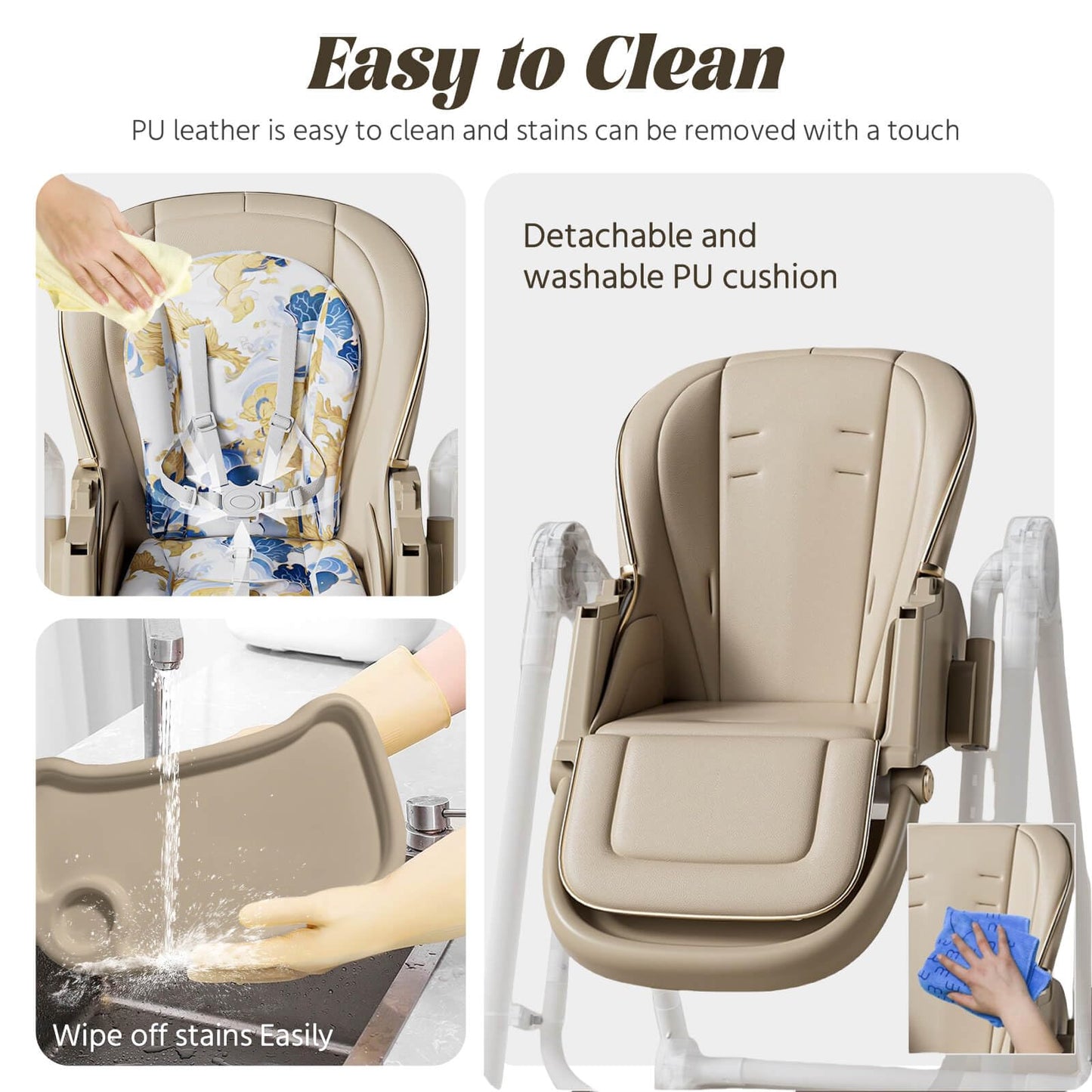 5 in 1 Convertible Baby High Chair Foldable, Baby Swing for Infants to Toddler,Portable Baby Feeding Chair, High Chairs for Babies and Toddlers, Silla de Comer para Bebe(White)