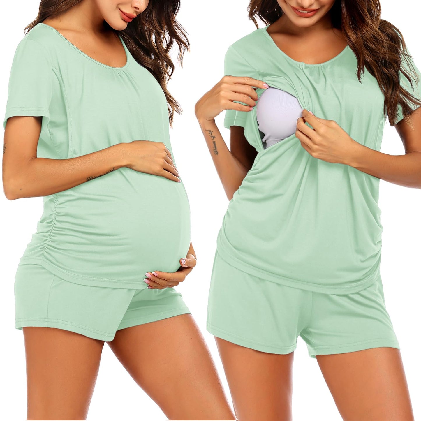 Ekouaer Womens Nursing Pajamas Maternity Breastfeeding Pjs Sleepwear Layer Soft Postpartum Lounge Set Pregnancy Clothes