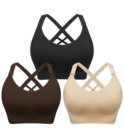 Angelhood Nursing Bras for Breastfeeding, Seamless Nursing Sports Bra Support Yoga Maternity Bras Pregnancy Sleep Bralette