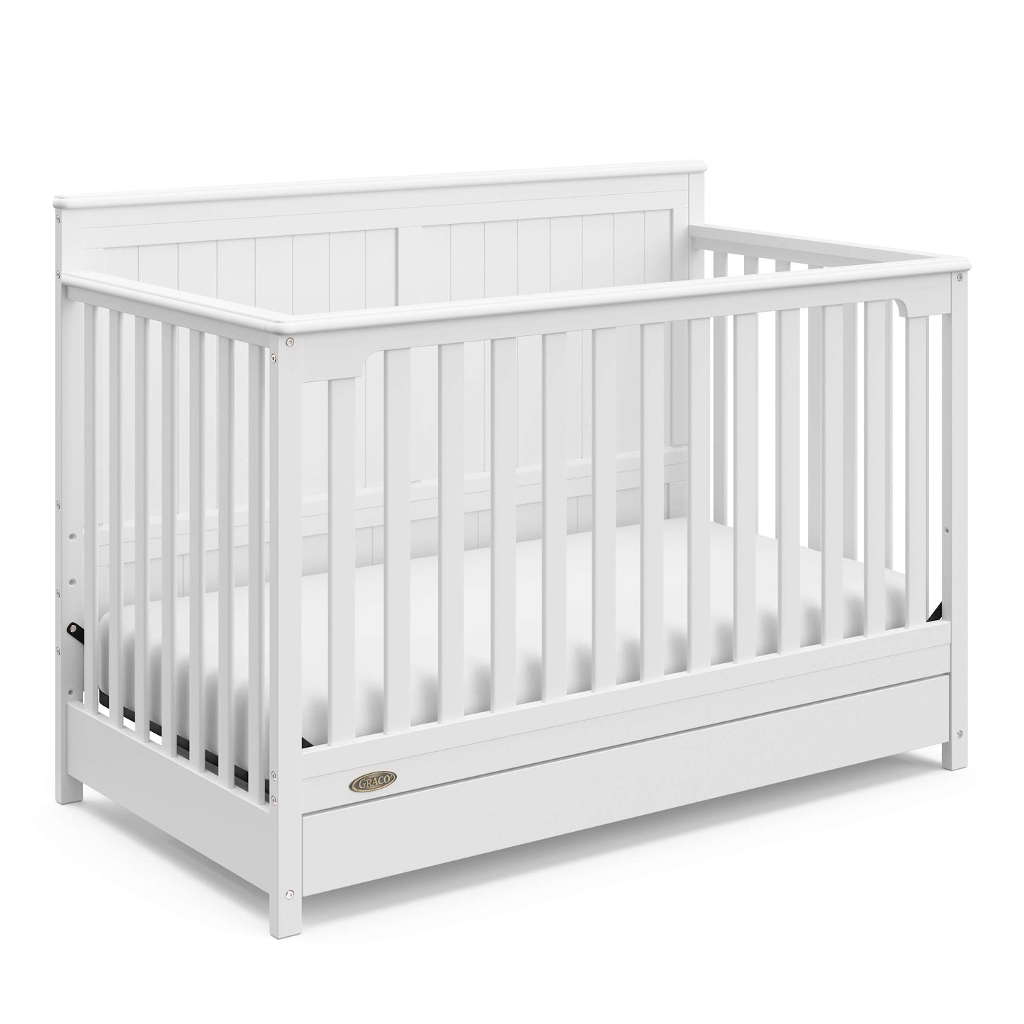 Graco Hadley 5-in-1 Convertible Crib & Changer – GREENGUARD Gold Certified, Fits Standard Crib Mattress, Converts to Toddler Bed and Full Bed, 4 Adjustable Mattress Heights (Pebble Gray)