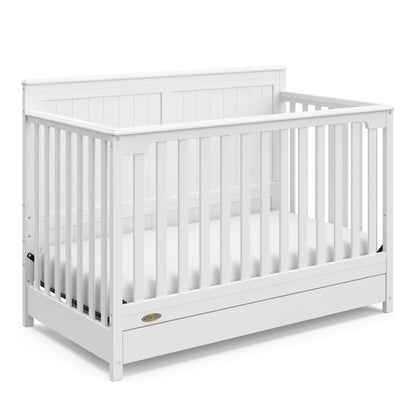 Graco Hadley 5-in-1 Convertible Crib & Changer – GREENGUARD Gold Certified, Fits Standard Crib Mattress, Converts to Toddler Bed and Full Bed, 4 Adjustable Mattress Heights (Pebble Gray)
