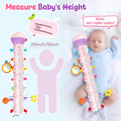 Baby Sensory Toys for 0-6 6-12 Months, Musical Stuffed Caterpillar Animal Toys for Infant 3 6 9 12 18 Months, Tummy Time Toys with Mirror Rattle Crinkle for Newborn Boys Girls Shower Gifts