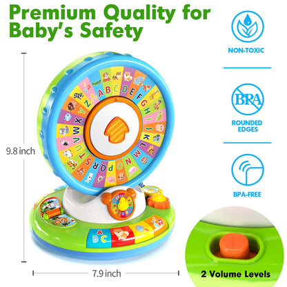 Toys for 1 2 3 Year Old Boys Girls, Spin & Sing ABC Alphabet Learning Zoo with Lights & Sounds, Musical Educational Toy for Toddler 1-3, Christmas 1st Birthday Gifts for Baby Kids Age 12-18 Months+
