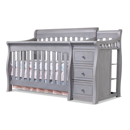 Sorelle Furniture Princeton Elite Crib and Changer Classic -in- Convertible Diaper Changing Table Made of Pine Wood Non-Toxic Wooden Baby Bed Toddler Childs Daybed Full-Size Nursery - Weathered Grey