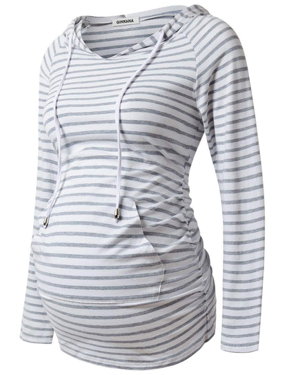 GINKANA Maternity Hoodie Long Sleeves Shirts Casual Maternity Top Pregnancy Sweatshirt Casual Clothes