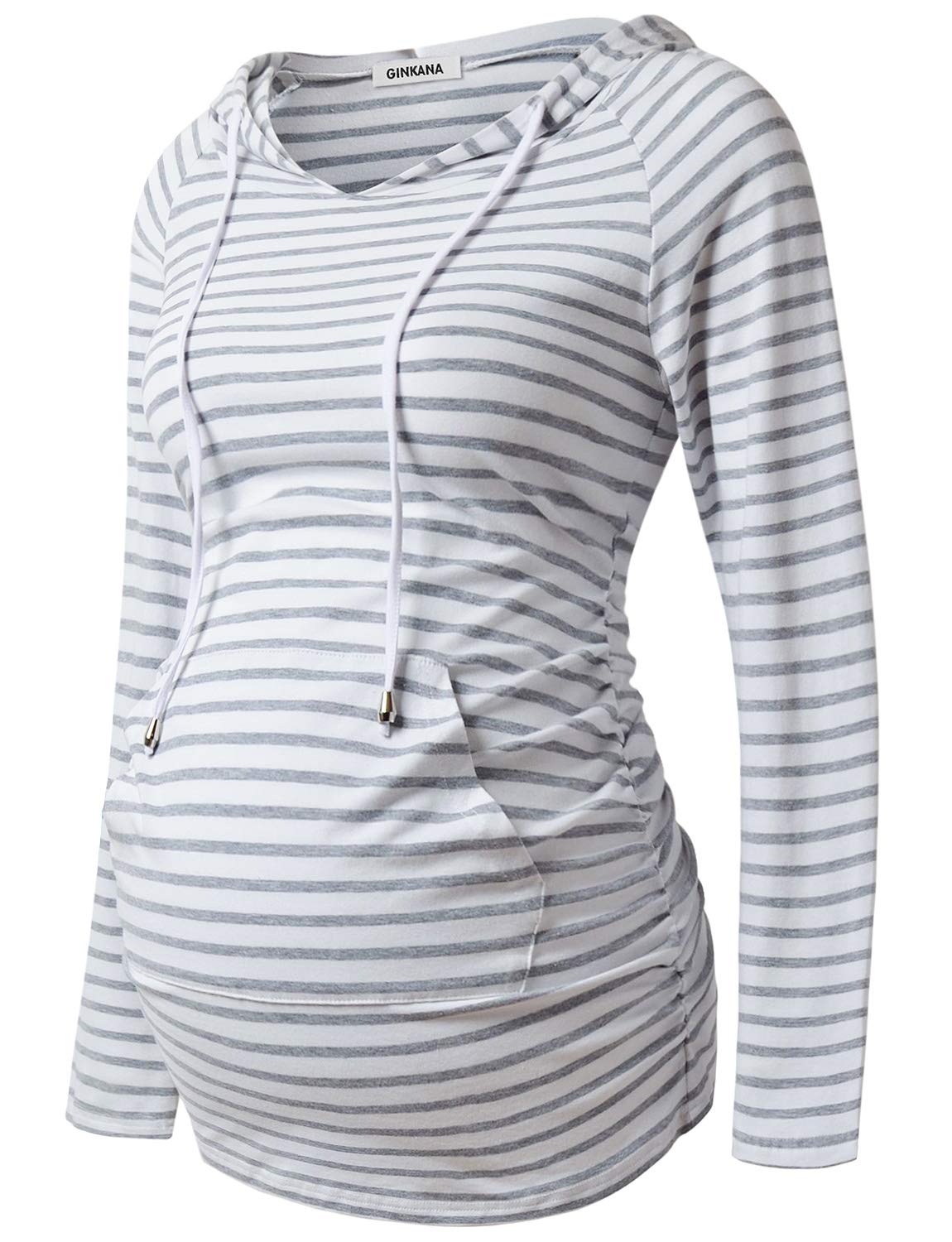 GINKANA Maternity Hoodie Long Sleeves Shirts Casual Maternity Top Pregnancy Sweatshirt Casual Clothes