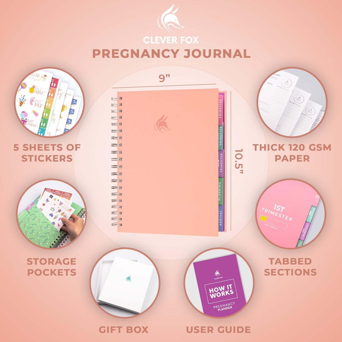 Clever Fox Pregnancy Journal & Memory Book - Pregnancy Planner & Notebook for Expecting Moms – Baby Keepsake, First Time Moms Gift (Lavender, 9" x 10.5")