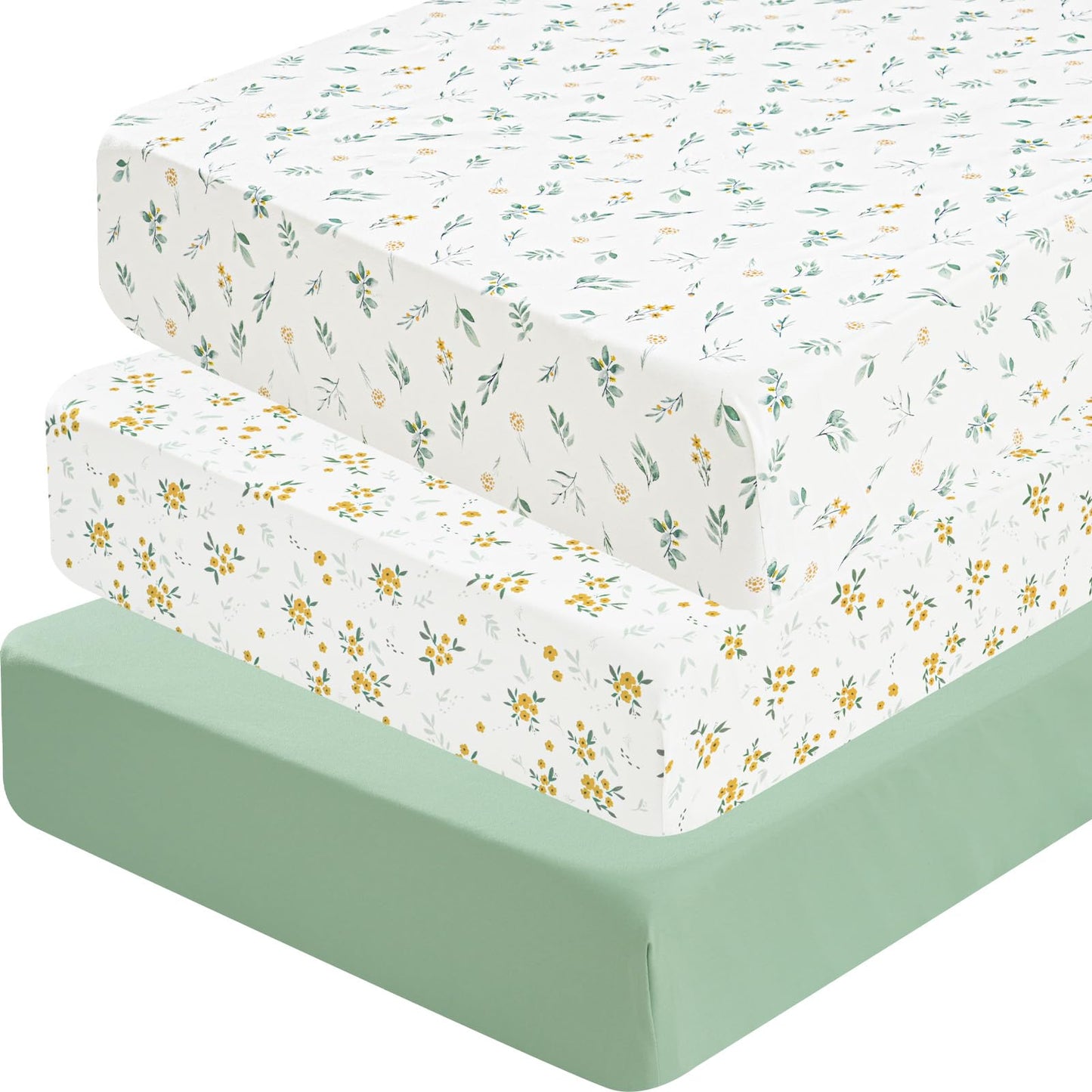 david's kids 3 Pack Fitted Crib Sheets, Ultra Soft Breathable Comfortable Baby Sheet Set for Boys Girls Neutral, 28x52 Inch Fits Standard Crib and Toddler Mattresses, Dinosaur