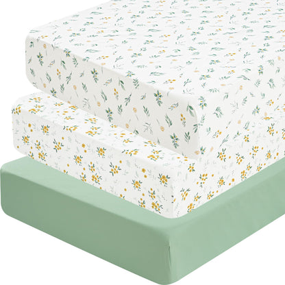 david's kids 3 Pack Fitted Crib Sheets, Ultra Soft Breathable Comfortable Baby Sheet Set for Boys Girls Neutral, 28x52 Inch Fits Standard Crib and Toddler Mattresses, Dinosaur