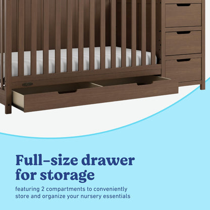 Graco Hadley 5-in-1 Convertible Crib & Changer – GREENGUARD Gold Certified, Fits Standard Crib Mattress, Converts to Toddler Bed and Full Bed, 4 Adjustable Mattress Heights (Pebble Gray)