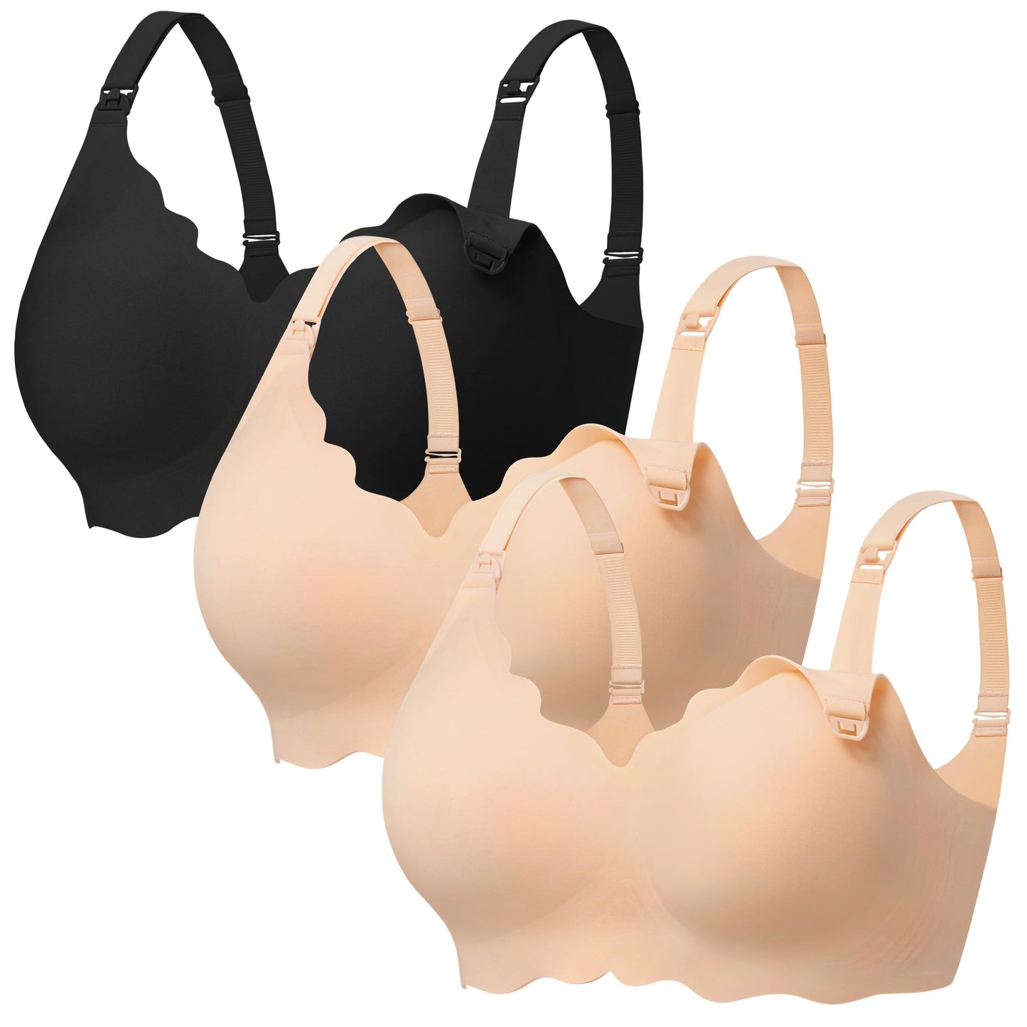 Angelhood Nursing Bras for Breastfeeding Ultra Comfort Seamless Maternity Bra Pack Wireless Pregnancy Bralette Bra Extender