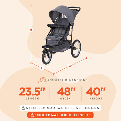 Baby Trend Journey Jogging Stroller, Stellar Grey