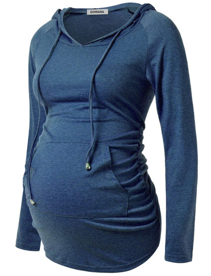 GINKANA Maternity Hoodie Long Sleeves Shirts Casual Maternity Top Pregnancy Sweatshirt Casual Clothes