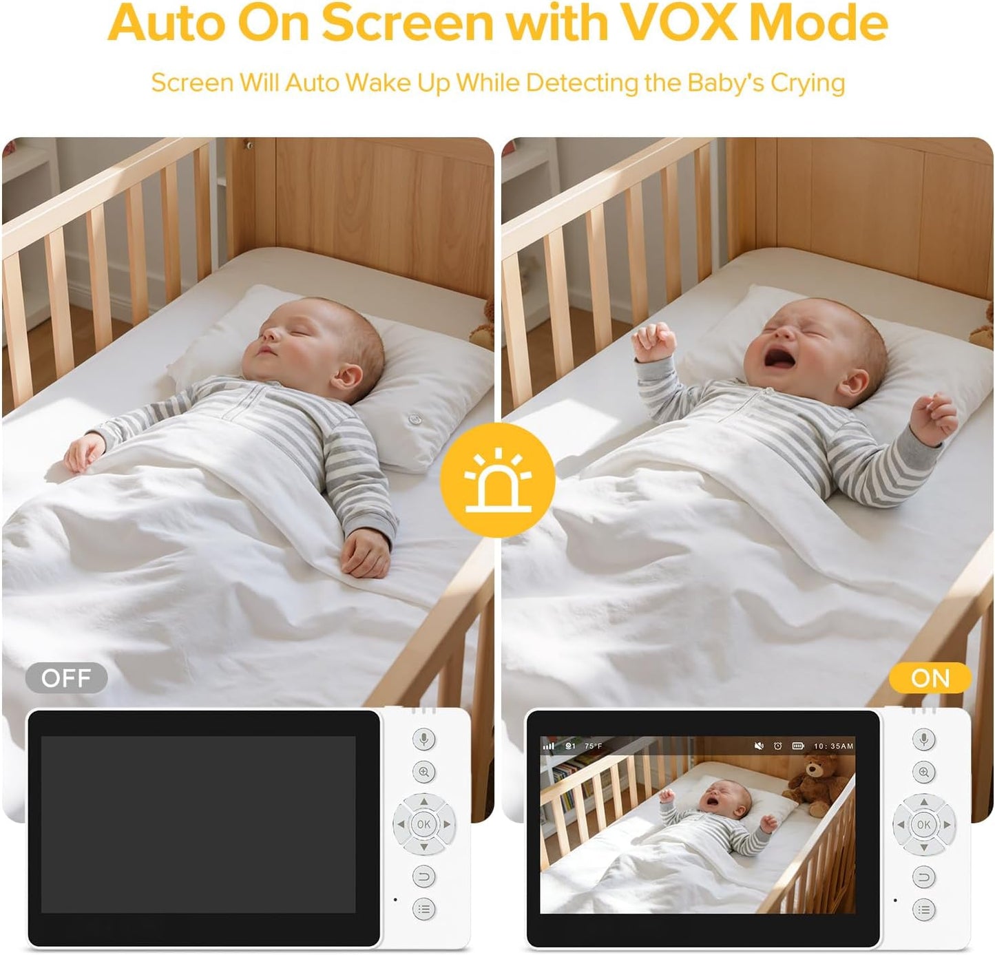 Baby Monitor, Baby Monitor with Camera and Audio, Secure No WiFi, Pan Tilt Video Camera with Night Vision, VOX, 2-Way Talk, 1300ft, Portable Video Audio Monitor Ideal for Baby/Elderly/Pet