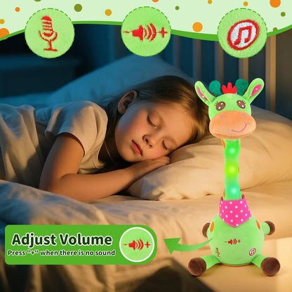 Emoin Dancing Talking Giraffe Baby Toy, Adjustable Volume Baby Giraffe Toys Singing 10 Children's Songs Singing Mimicking Recording Repeating What You Say for Toddlers