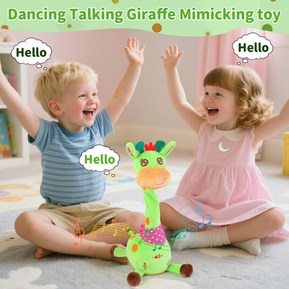 Emoin Dancing Talking Giraffe Baby Toy, Adjustable Volume Baby Giraffe Toys Singing 10 Children's Songs Singing Mimicking Recording Repeating What You Say for Toddlers