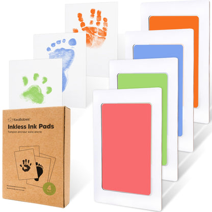 4-Pack Inkless Baby Hand and Footprint Kit - Mess Free Ink Pad for Newborn Keepsake, Dog Nose & Paw Print Kit, Clean Touch Ink Pad for Baby Hand & Footprints, First Mother's Day (Jet Black)