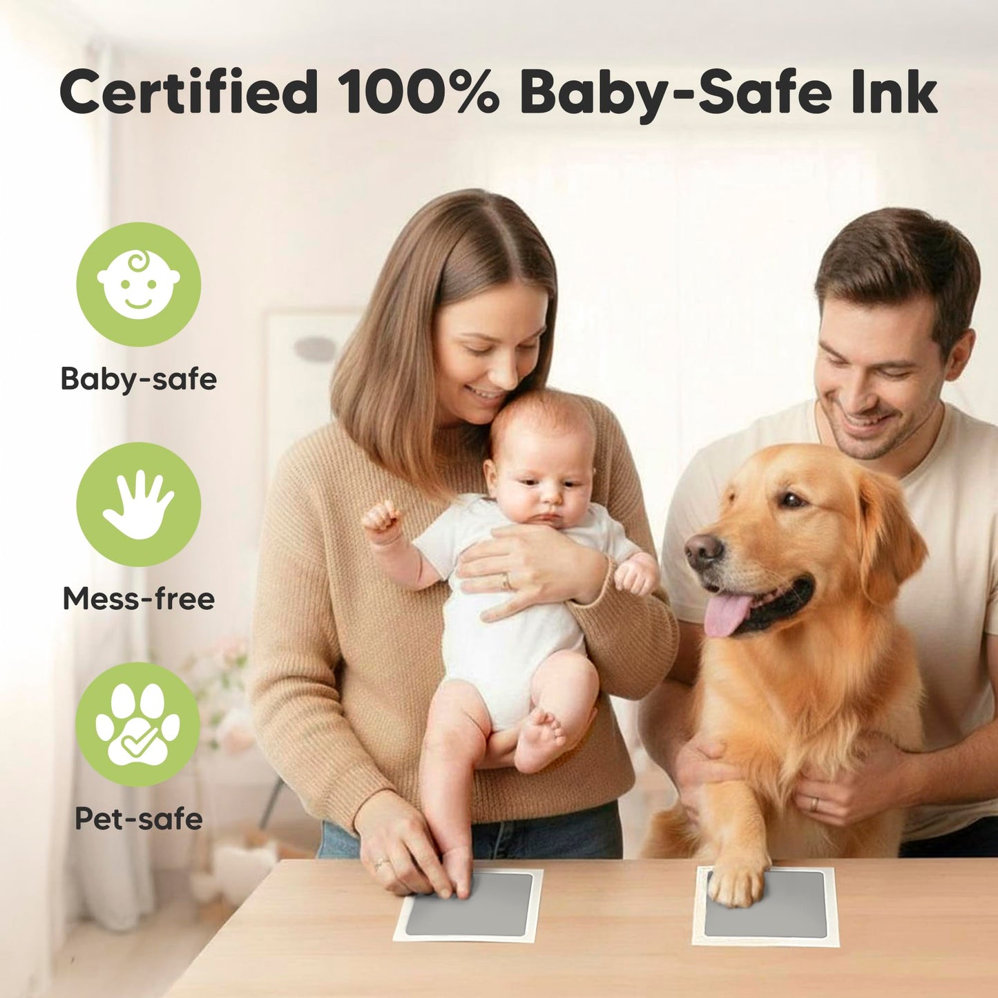 4-Pack Inkless Baby Hand and Footprint Kit - Mess Free Ink Pad for Newborn Keepsake, Dog Nose & Paw Print Kit, Clean Touch Ink Pad for Baby Hand & Footprints, First Mother's Day (Jet Black)