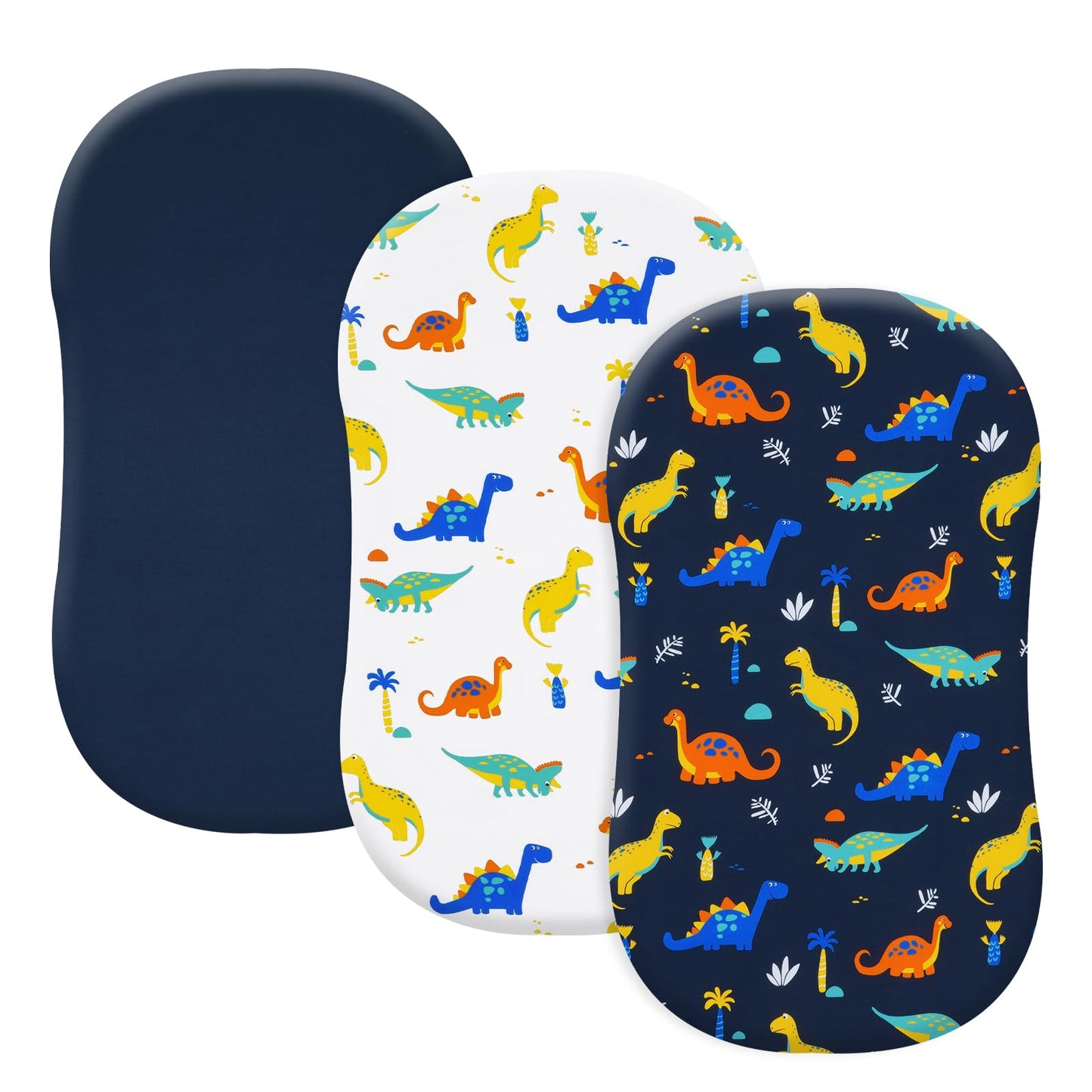 david's kids 3 Pack Fitted Crib Sheets, Ultra Soft Breathable Comfortable Baby Sheet Set for Boys Girls Neutral, 28x52 Inch Fits Standard Crib and Toddler Mattresses, Dinosaur