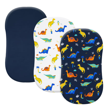 david's kids 3 Pack Fitted Crib Sheets, Ultra Soft Breathable Comfortable Baby Sheet Set for Boys Girls Neutral, 28x52 Inch Fits Standard Crib and Toddler Mattresses, Dinosaur