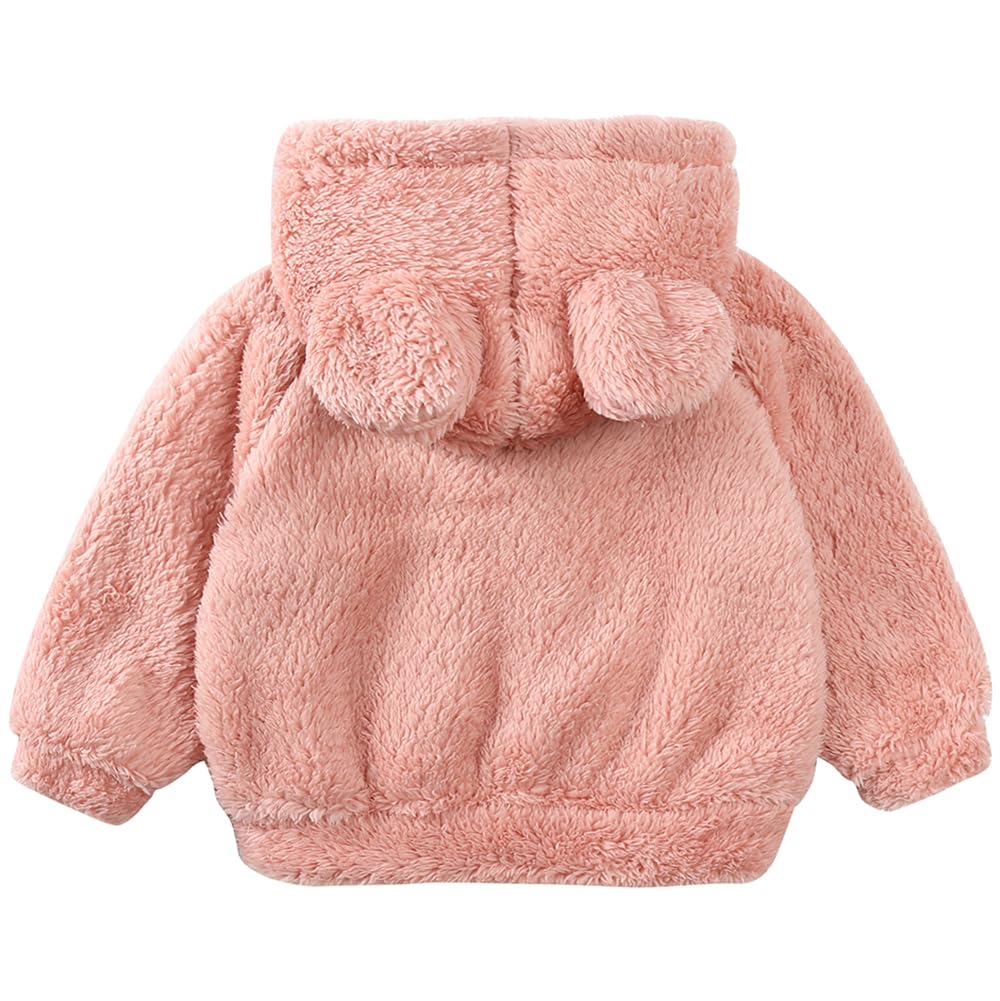 Newborn Infant Baby Boys Girls Cartoon Fleece Hooded Jacket Coat with Ears Warm Todder Kids Outwear Coat Zipper Up 0-6Y