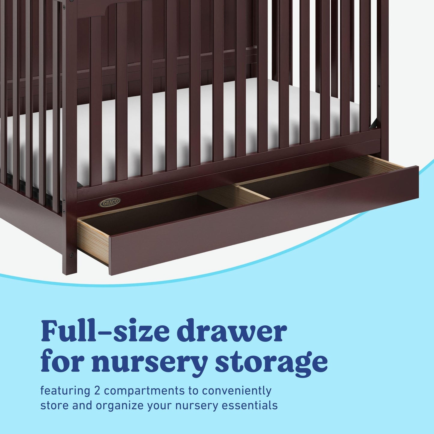 Graco Hadley 5-in-1 Convertible Crib & Changer – GREENGUARD Gold Certified, Fits Standard Crib Mattress, Converts to Toddler Bed and Full Bed, 4 Adjustable Mattress Heights (Pebble Gray)