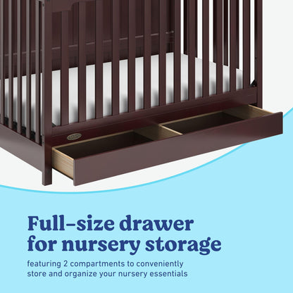 Graco Hadley 5-in-1 Convertible Crib & Changer – GREENGUARD Gold Certified, Fits Standard Crib Mattress, Converts to Toddler Bed and Full Bed, 4 Adjustable Mattress Heights (Pebble Gray)