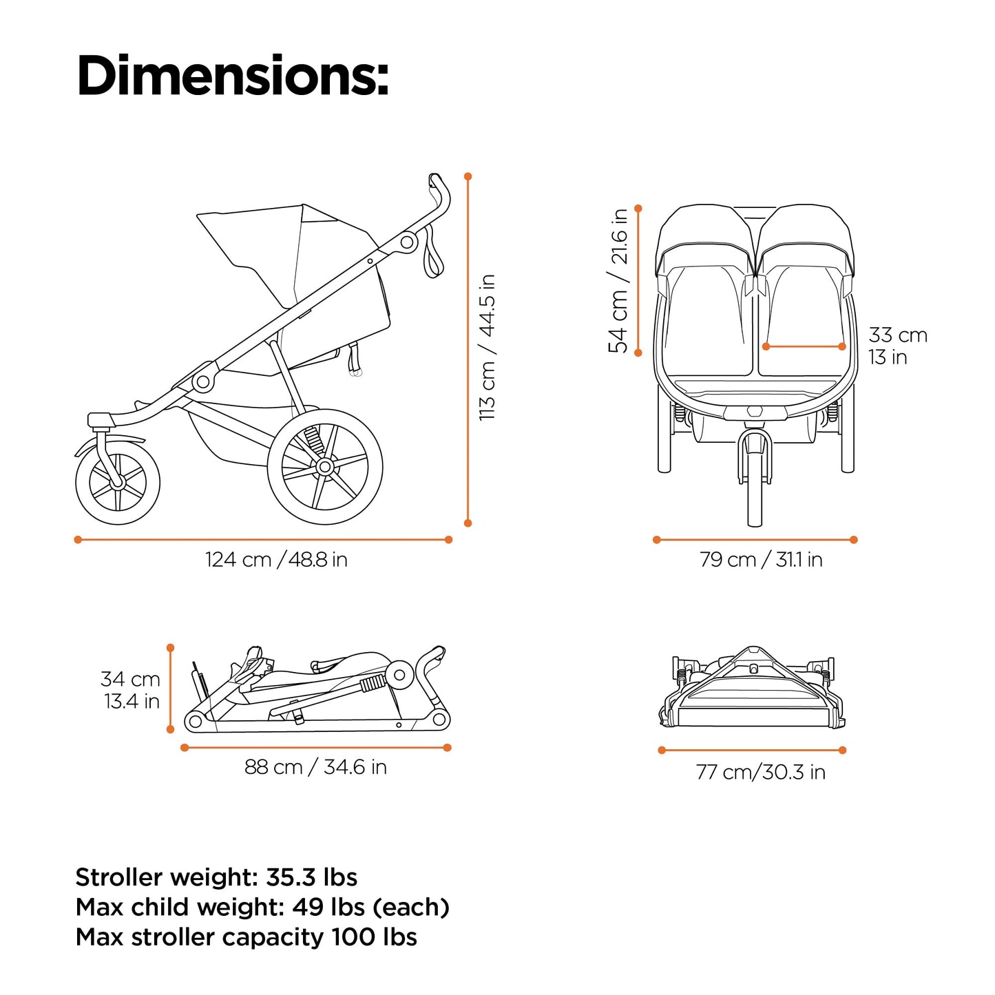 Thule Urban Glide 3 Single Child All-Terrain Stroller, Lightweight, Air-Filled Tires & Suspension, Integrated Hand Brake