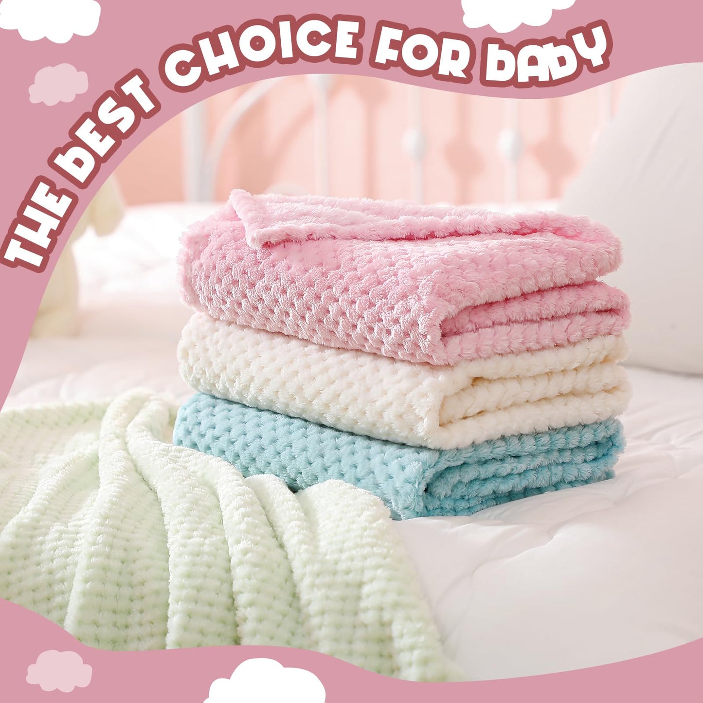 Frienda 4 Pcs Baby Fuzzy Blanket Fluffy Baby Blanket for Boys Girls Soft Warm Infant Newborn Toddler Receiving Nursery Bed Supplies, 32 x 24 Inch(Pink Color)