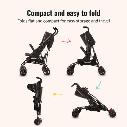 Dream On Me Vista Moonwalk Baby Stroller, Lightweight Travel Umbrella Stroller with Compact Fold, Smooth Ride Wheels, Multi-Position Recline, Spacious Storage Basket with Cup Holder, Light Gray