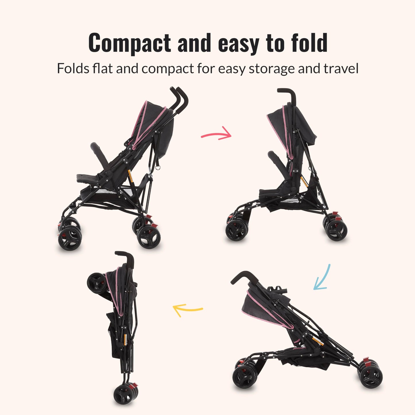 Dream On Me Vista Moonwalk Baby Stroller, Lightweight Travel Umbrella Stroller with Compact Fold, Smooth Ride Wheels, Multi-Position Recline, Spacious Storage Basket with Cup Holder, Light Gray