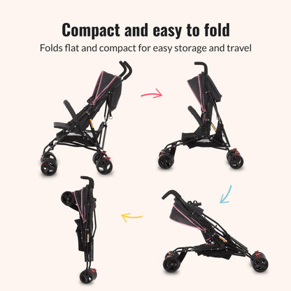 Dream On Me Vista Moonwalk Baby Stroller, Lightweight Travel Umbrella Stroller with Compact Fold, Smooth Ride Wheels, Multi-Position Recline, Spacious Storage Basket with Cup Holder, Light Gray