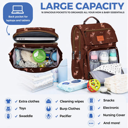 PILLANI Baby Diaper Bag Backpack - Baby Bag for Girls & Boys, Large Waterproof Toddler Diaper Backpack - Baby Shower Gifts & Registry Must Haves - Travel Diaper Bags with Changing Pad - Newborn Stuff