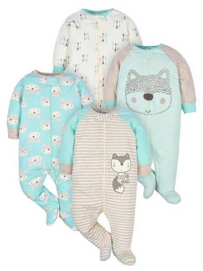 Gerber Baby-Girls 4 Pack Sleep 'N Play Footie