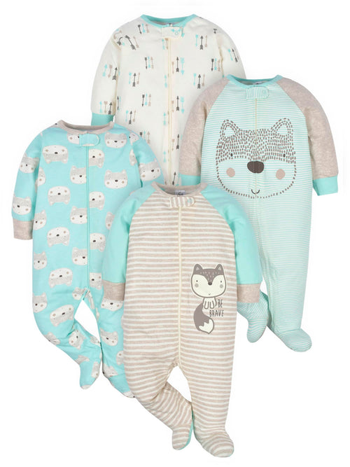 Gerber Baby-Girls 4 Pack Sleep 'N Play Footie