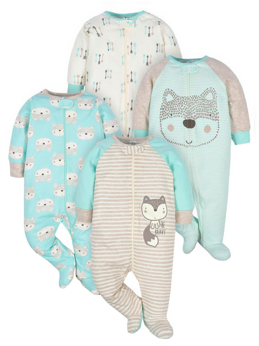 Gerber Baby-Girls 4 Pack Sleep 'N Play Footie