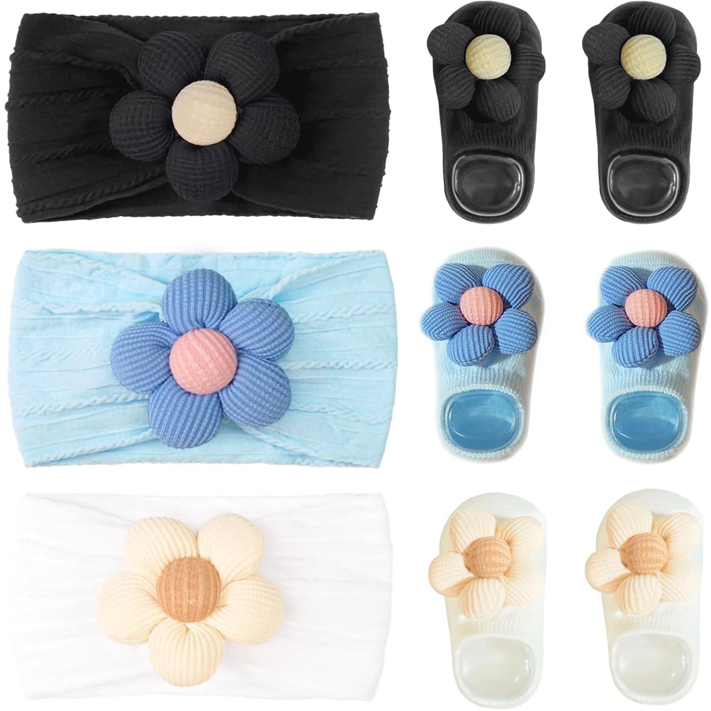 CÉLLOT 5 Pcs Baby Flower Headbands Baby Girls Nylon Headbands Soft Hairbands Hair Accessories for Newborn Infant Toddler Kids