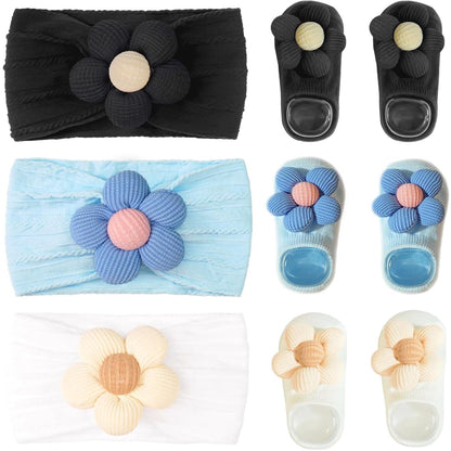 CÉLLOT 5 Pcs Baby Flower Headbands Baby Girls Nylon Headbands Soft Hairbands Hair Accessories for Newborn Infant Toddler Kids